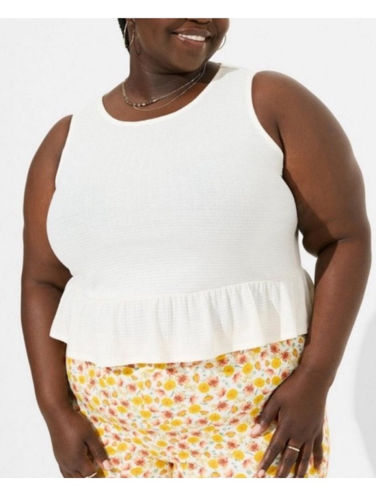 torrid Tops - Torrid NWT textured knit White Peplum Sleeveless Knit  Tank Top